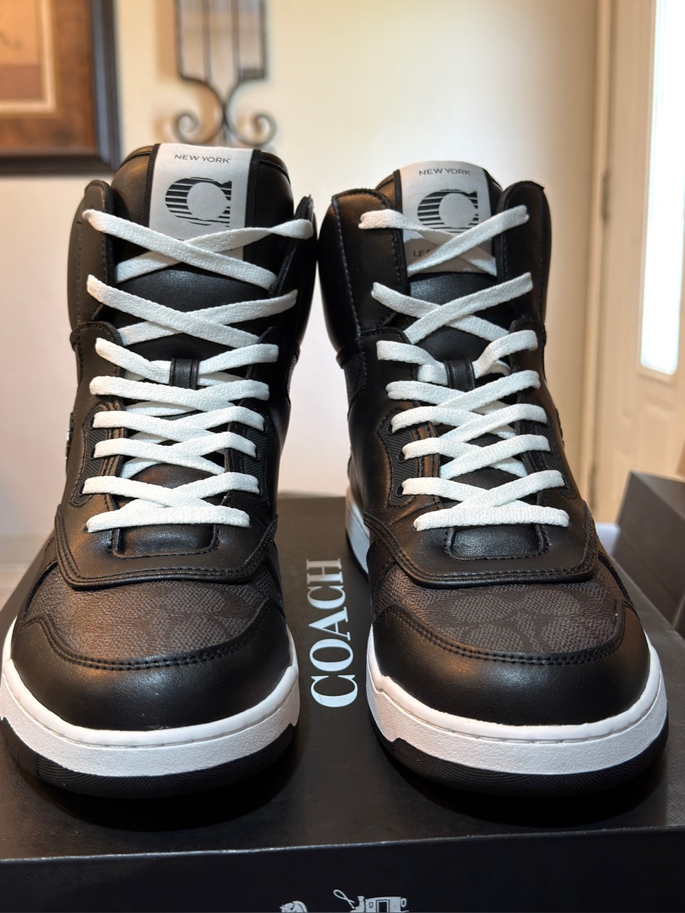 Coach Men’s Black and White High-Top Sneakers